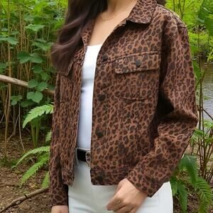 NWOT Adorable Lauren Jean Co. Ralph Lauren Jean Jacket Leopard Print medium